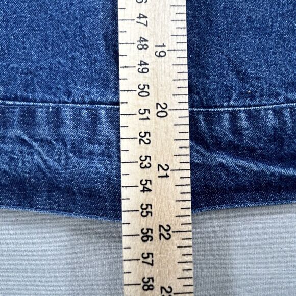 Vintage Life Style Jacket Women L Boho Blue Denim Floral Jewel Button Fringe 90s - Picture 7 of 14